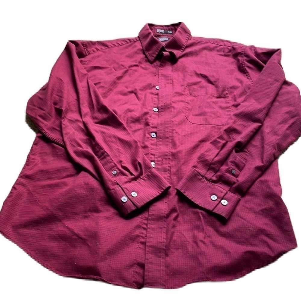 Haggar XL no iron red plaid button down long sleeve collared shirt